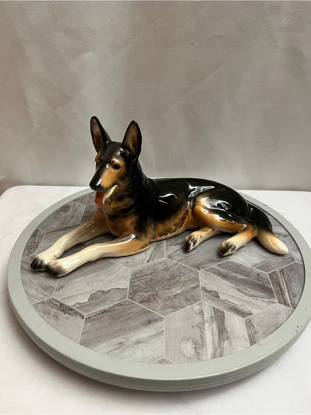 Vintage German Shepherd Ceramic Figurine Germany Large 10” Dog Statue